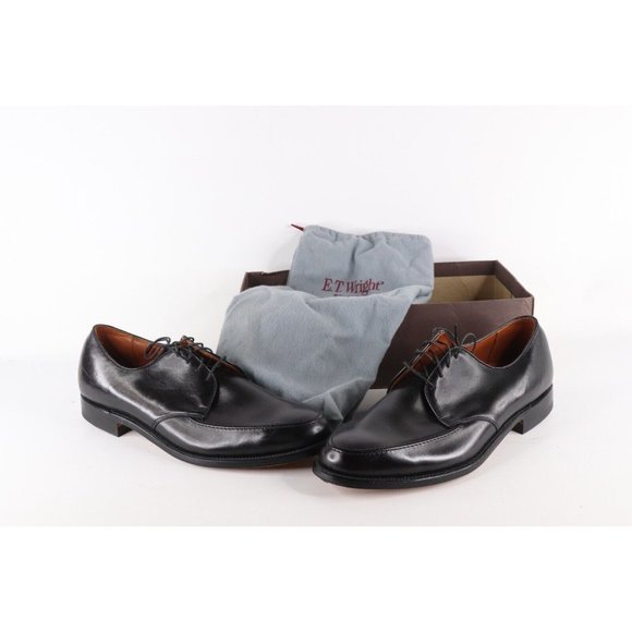 NOS Vintage 90s Mens Size 11 B Leather Moc Toe Lace Dress Shoes Black USA main image 7